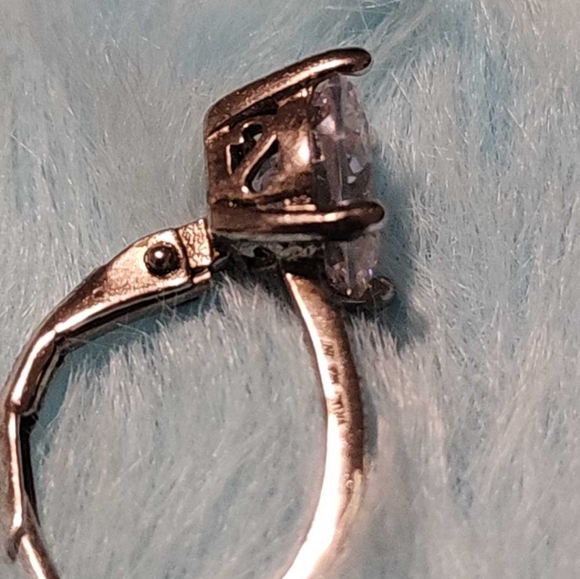 Sterling Silver CZ leverback earrings - Picture 7 of 10